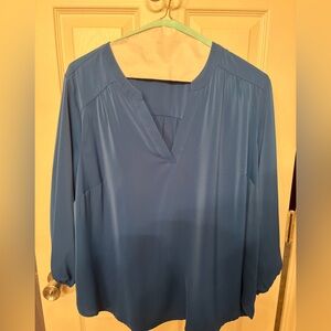 Torrid Harper Blue V-Neck Long Sleeve Women's Top